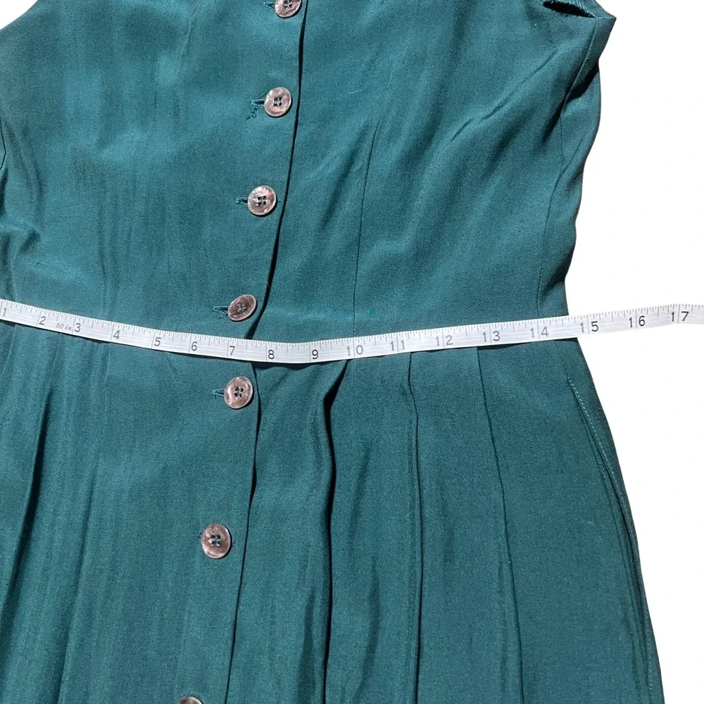 Vintage Green Button Down Maxi Dress with Blazer & Belt Outfit Boho Chic - Picture 4 of 7